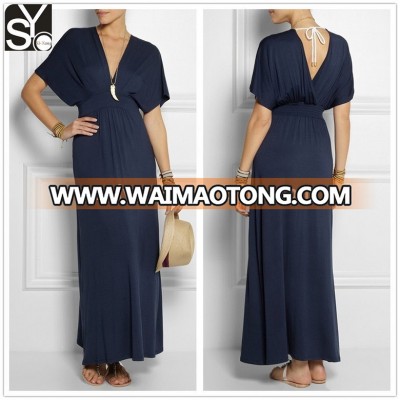 women jersey wrap dress short sleeve plus size fat women maxi dress SYA15003