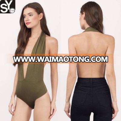 China supplier cheap backless bodysuit plunge bodysuit for women